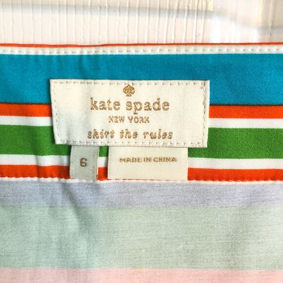 Kate Spade Barry Plan a Picnic Striped Pleated Mini Pencil Skirt Orange Size 6 - Picture 2 of 5